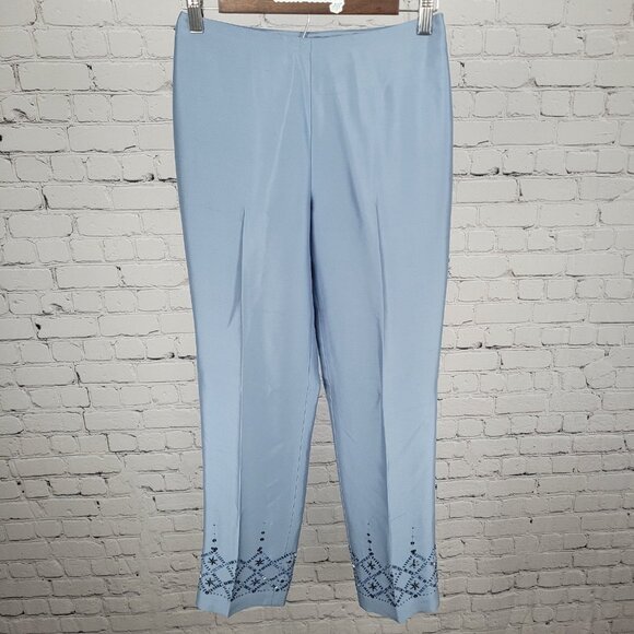 NWD Ann Taylor Blue Silk Sequin Bead Embellished Lined Pants Size 2 (26x28.5) - Picture 1 of 16